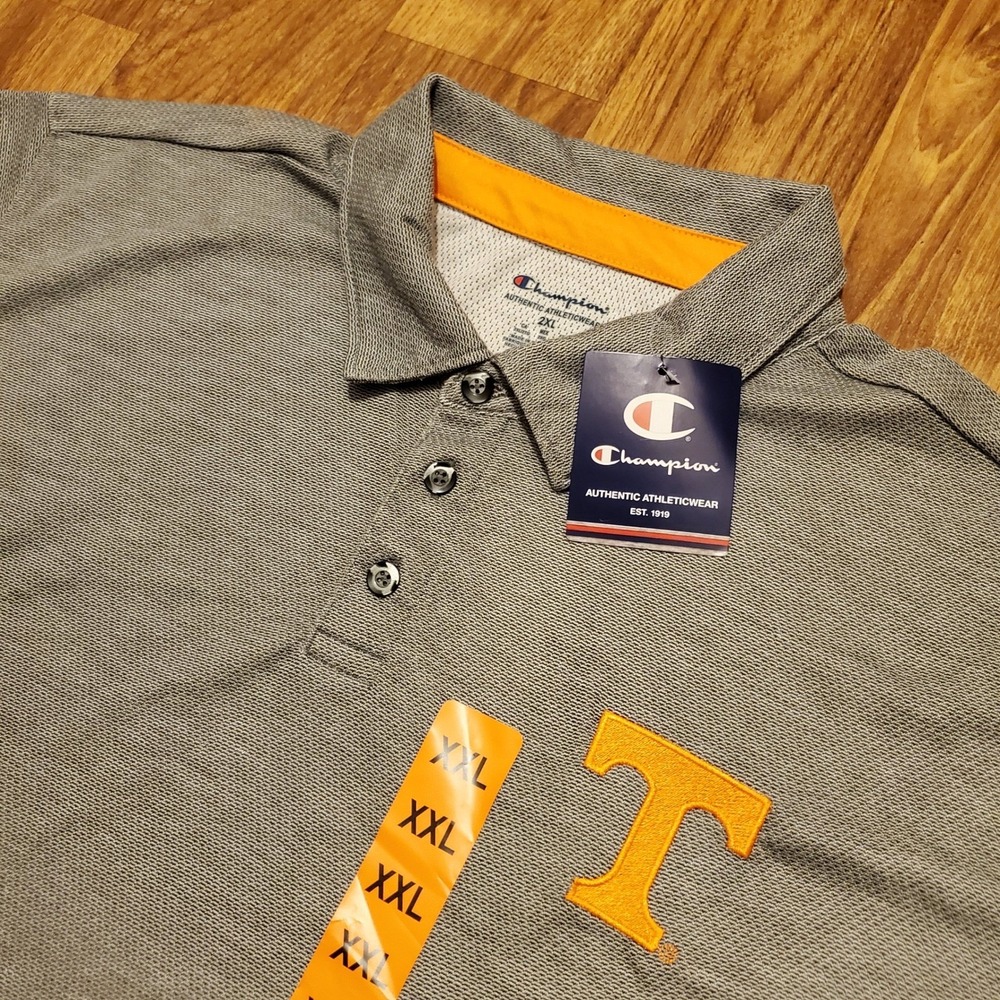 Champion Tennessee Vols Polo Shirt Men 2XL Gray‎ Athletic Wear New